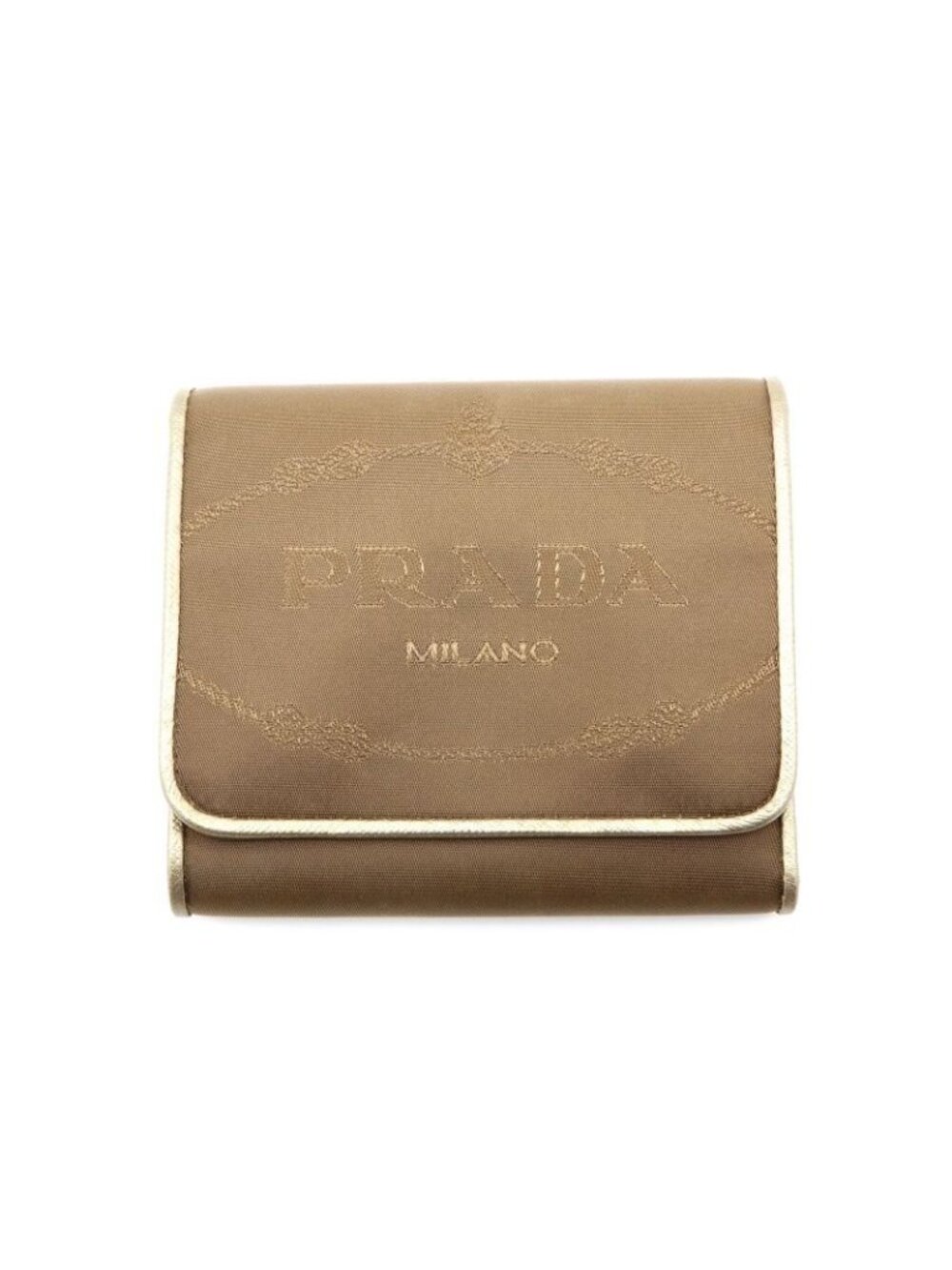 Prada Trifold Wallet Nylon Blanc Gold